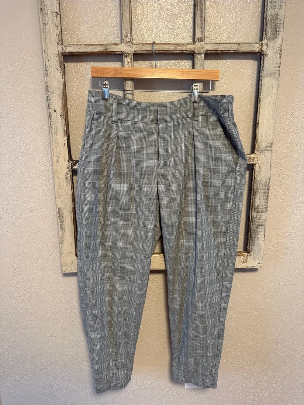 a new day Women's Gray Plaid Dress Trousers